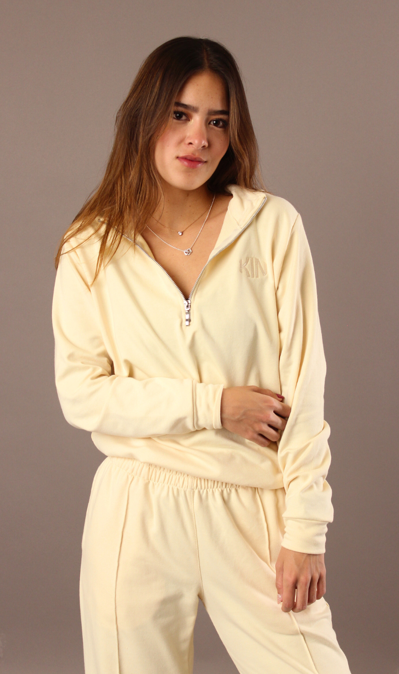 Chamarra half zip deportiva unisex color Butter KIN Active