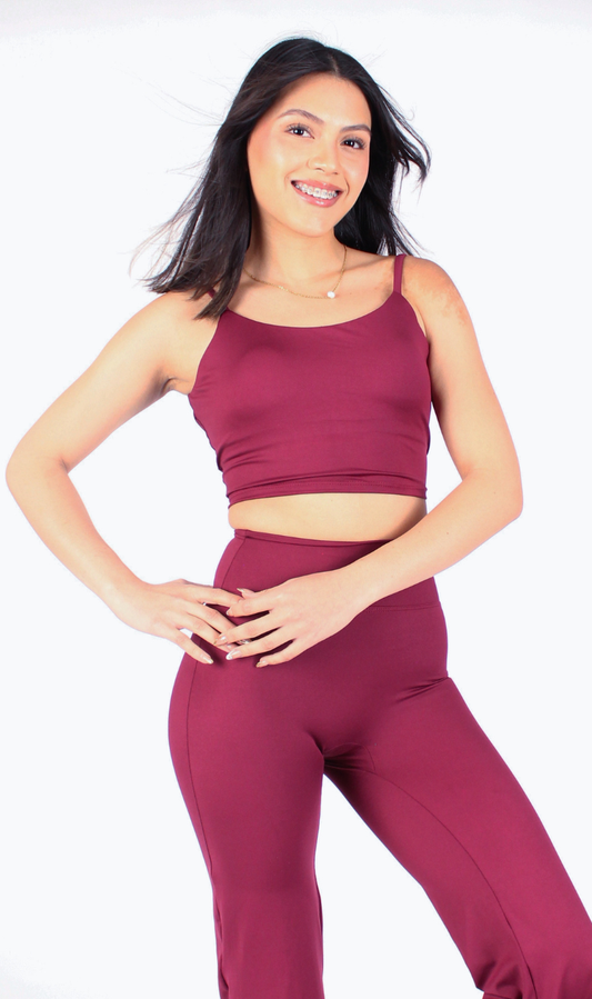 Crop top deportivo mujer color vino Merlot KIN Active
