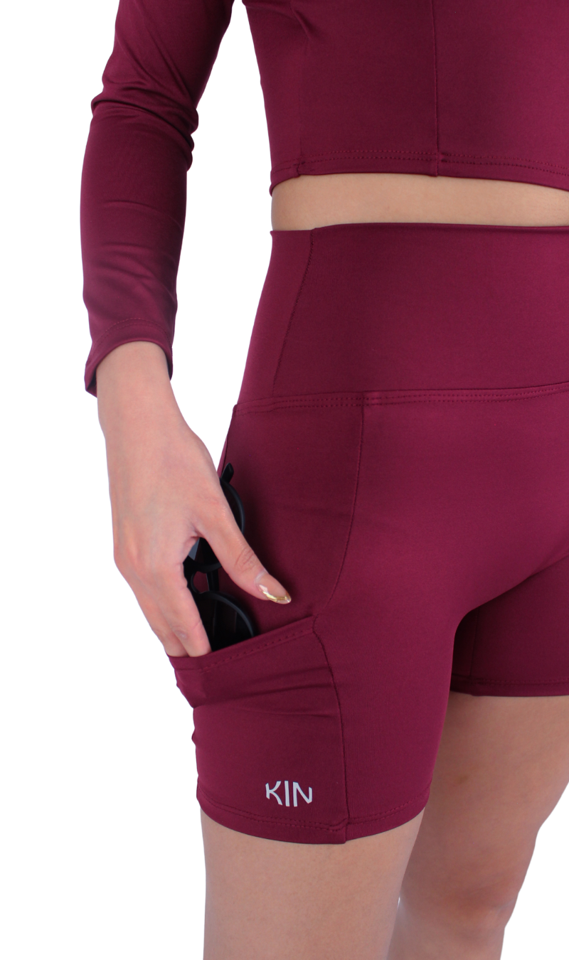 Detalle del bolsillo funcional del Pocket Short Merlot KIN Active
